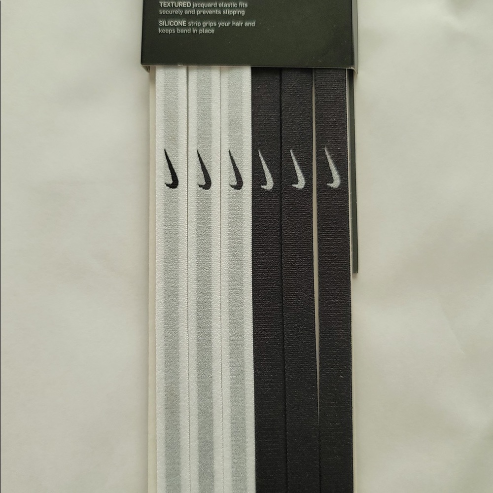 New NIKE Women's Hairbands 6 Pack printed Logo 🔥Sports Headband🔥 Black & White